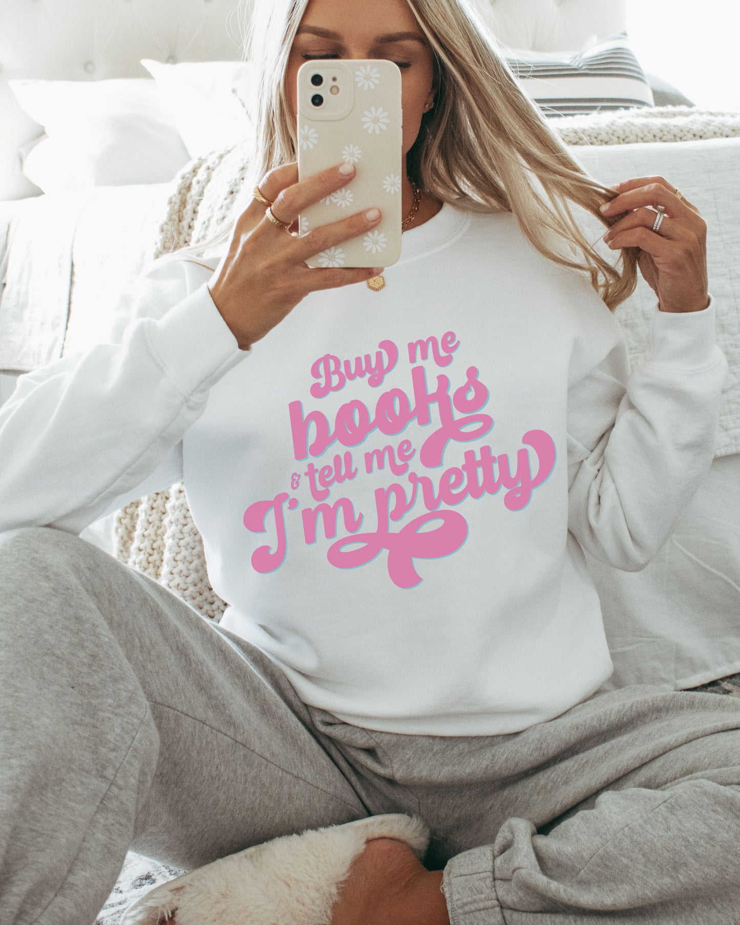Buy Me Books and Tell Me I’m Pretty Sweatshirt – Gildan Retro Bookish Crewneck