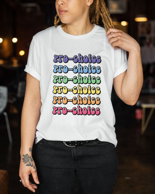 Pro-Choice T-Shirt – Bella + Canvas Retro Rainbow Graphic Tee