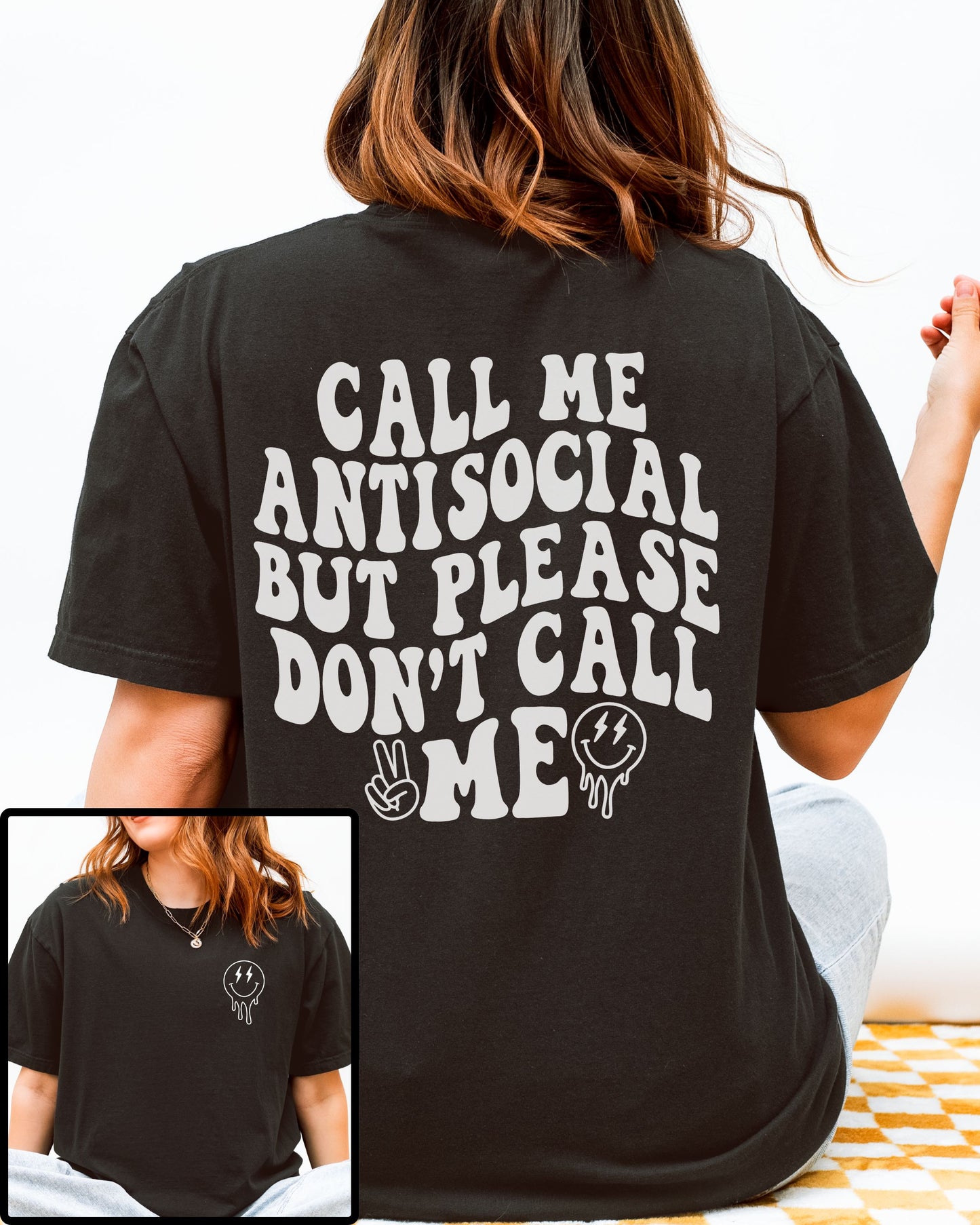 Call Me Antisocial But Please Don’t Call Me T-Shirt – Comfort Colors Retro Graphic Tee