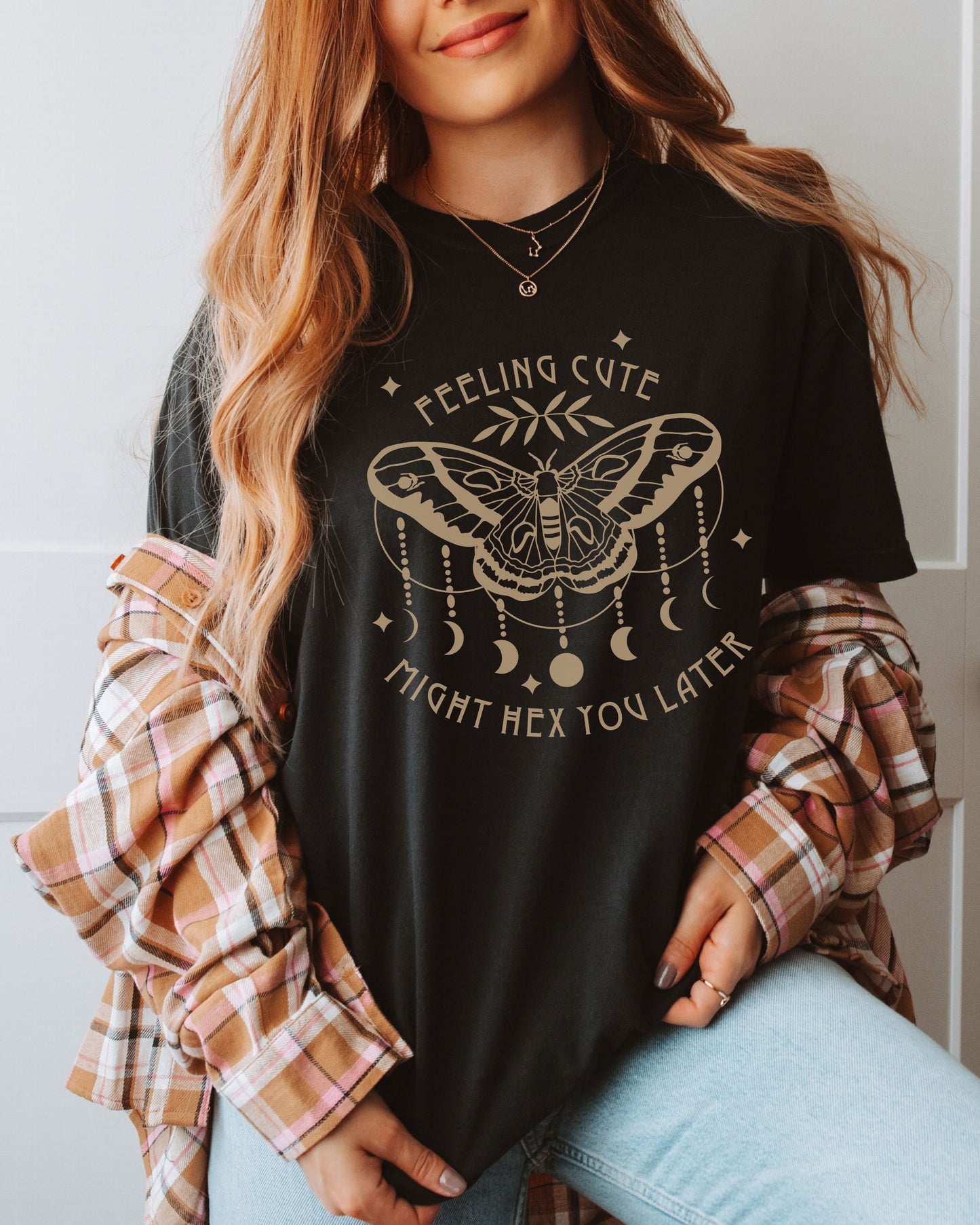 Feeling Cute Might Hex You Later T-Shirt – Comfort Colors Witchy Graphic Tee