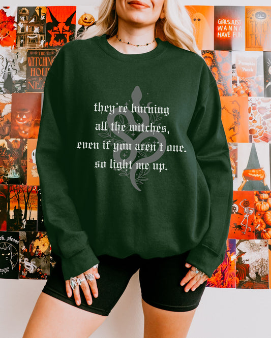 Witchy Vibes Crewneck Sweatshirt - Gildan Gothic Celestial Snake Crewneck