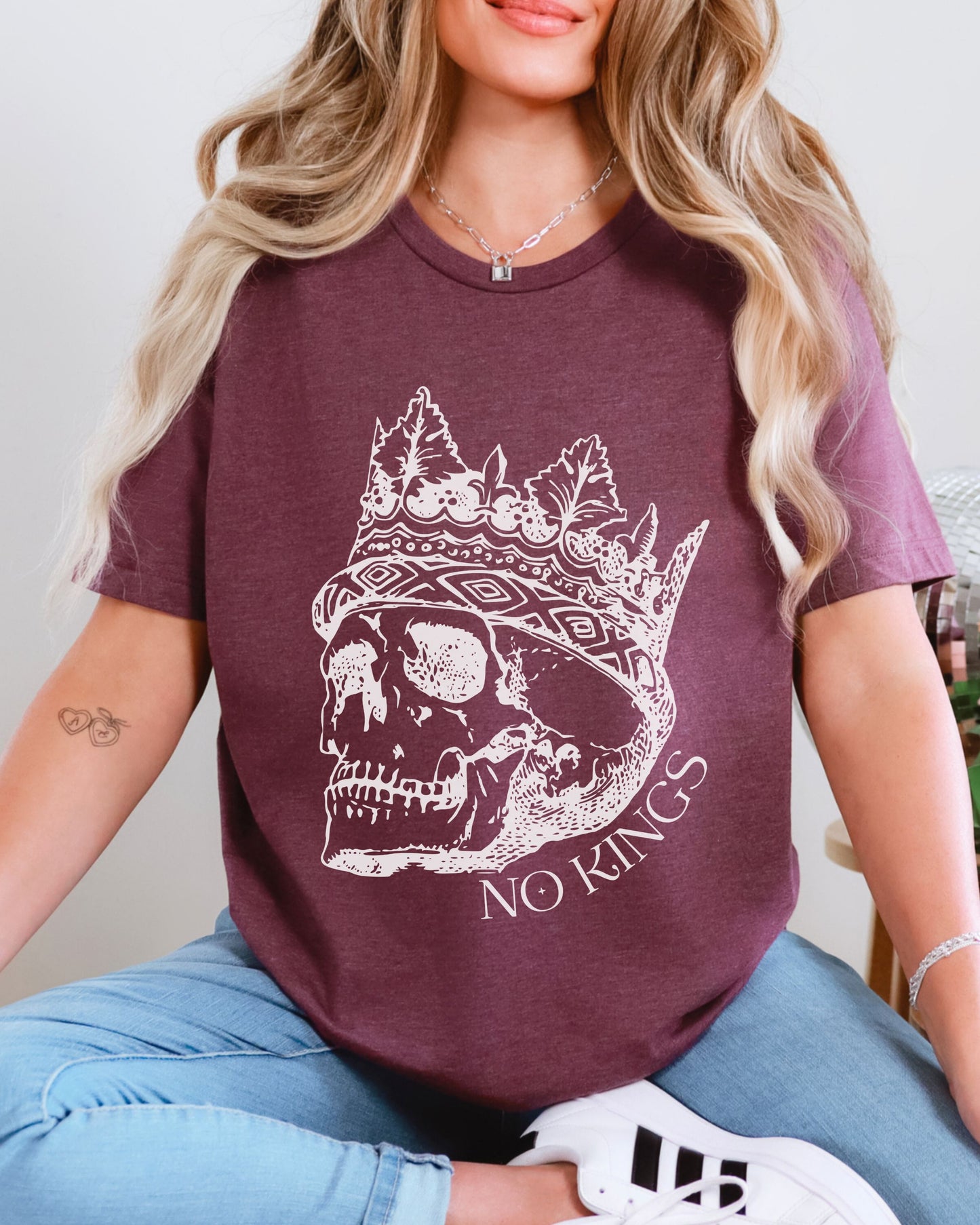 No Kings T-Shirt – Bella + Canvas Skull Crown Political Protest Tee