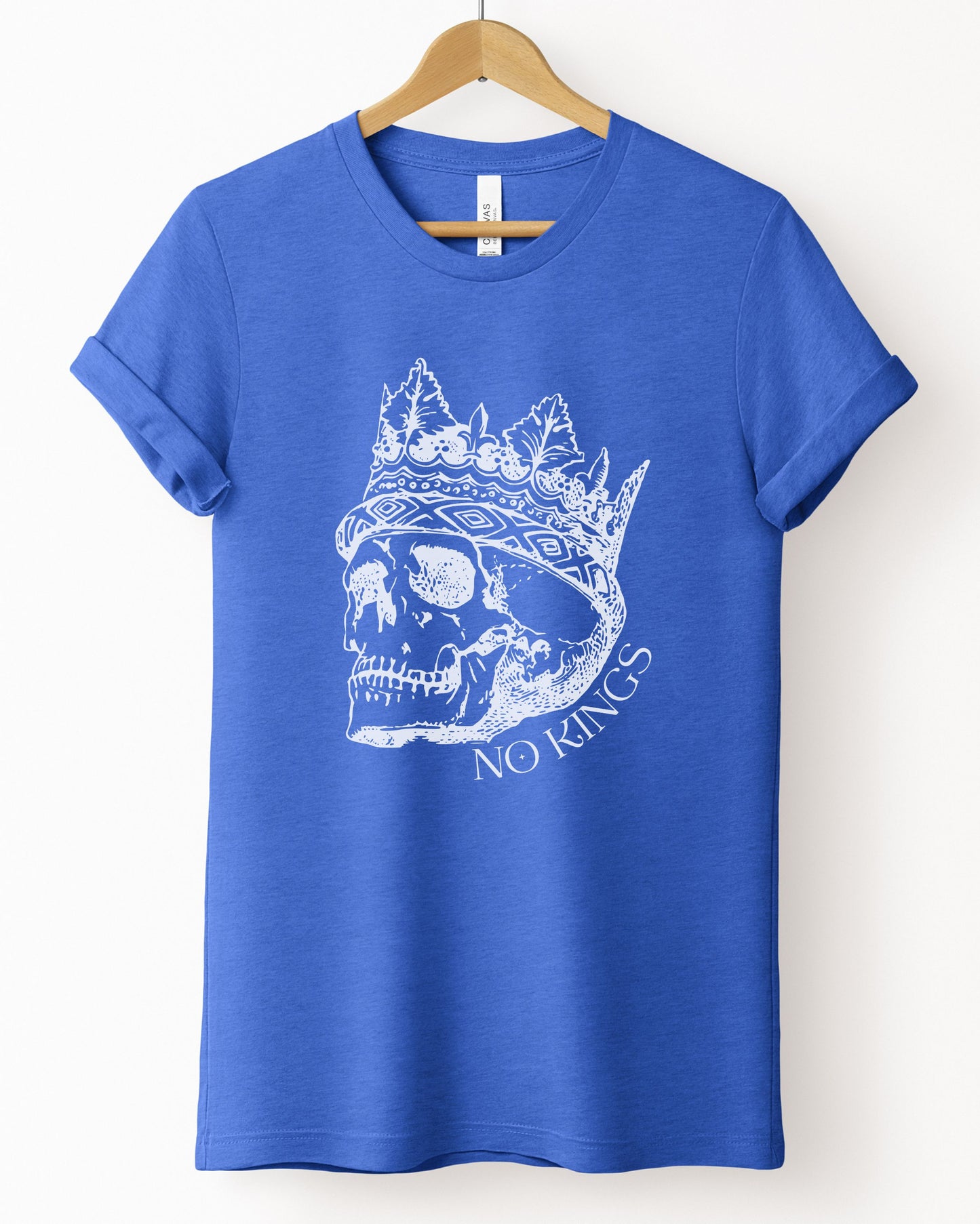 No Kings T-Shirt – Bella + Canvas Skull Crown Political Protest Tee
