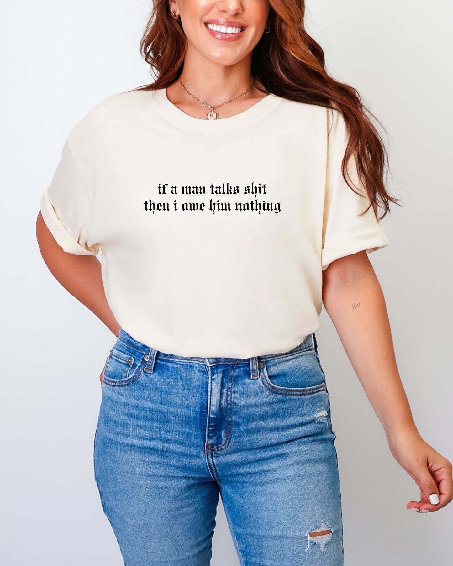 If a Man Talks Shit Statement T-Shirt – Comfort Colors Gothic Feminist Graphic Tee