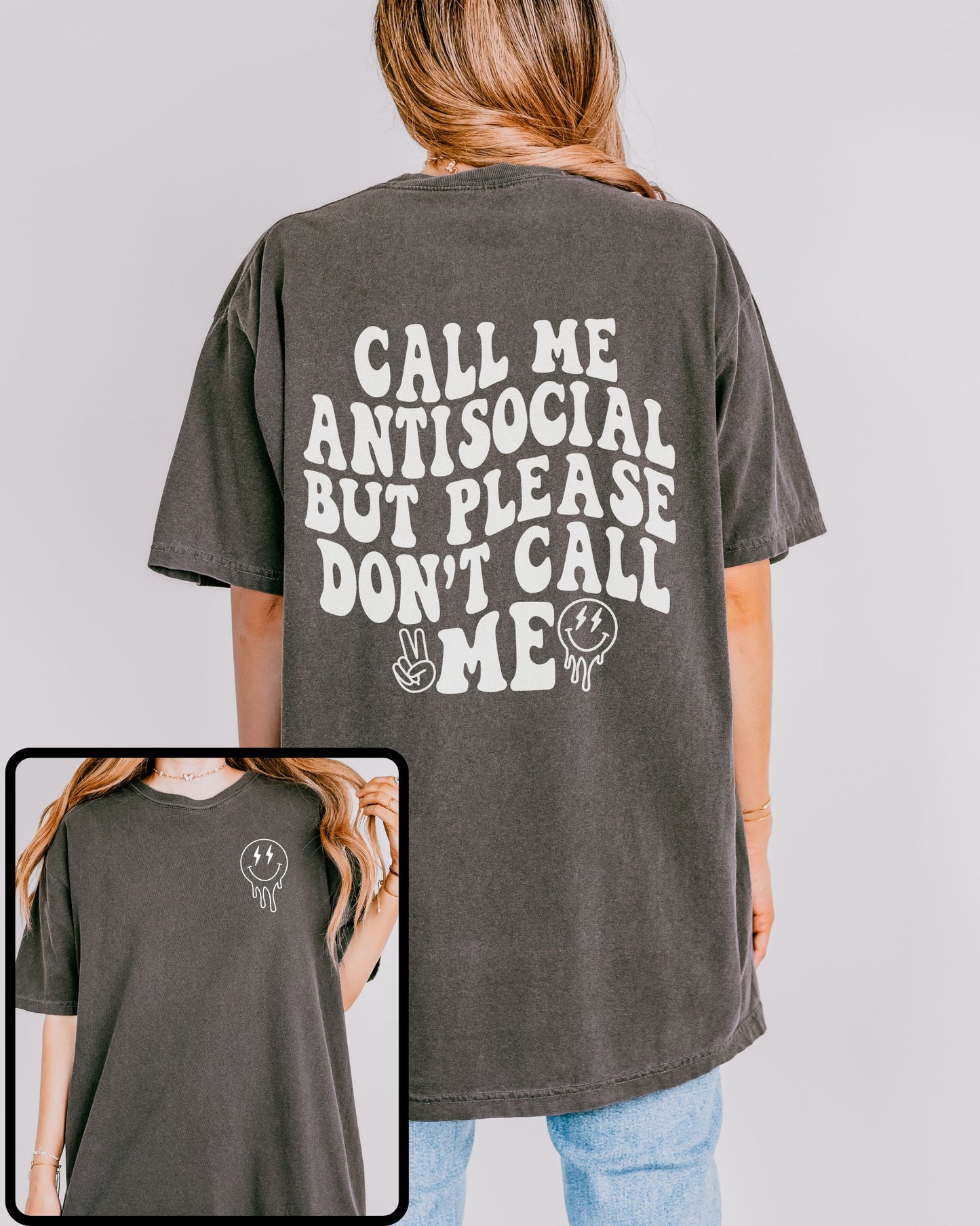 Call Me Antisocial But Please Don’t Call Me T-Shirt – Comfort Colors Retro Graphic Tee