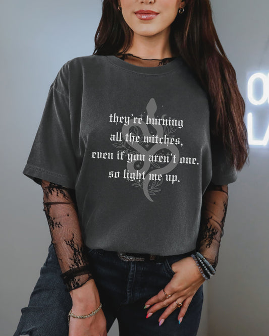 Witchy Vibes T-Shirt – Comfort Colors Witches Burn Gothic Celestial Snake Graphic Tee