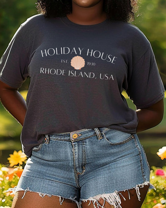 Holiday House RI T-Shirt – Comfort Colors Seashell Tee, Coastal Rhode Island USA Shirt