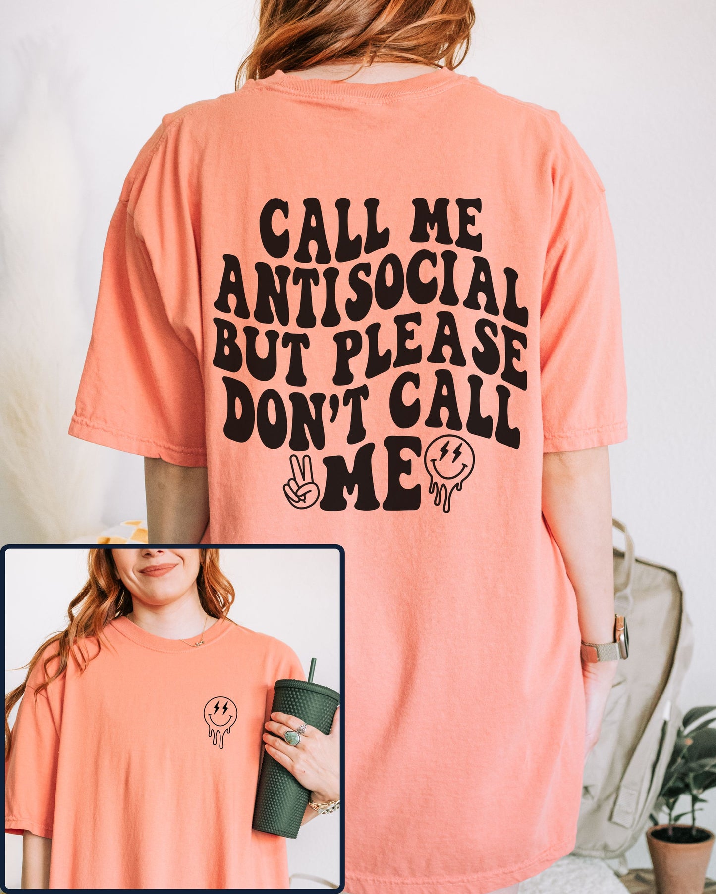 Call Me Antisocial But Please Don’t Call Me T-Shirt – Comfort Colors Retro Graphic Tee
