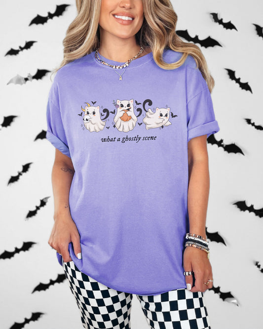What a Ghostly Scene T-Shirt – Comfort Colors® Vintage Halloween Graphic Tee
