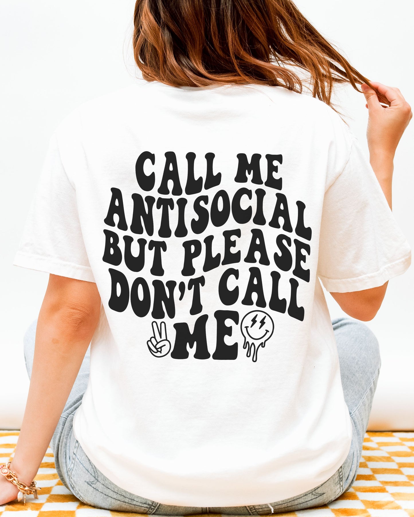 Call Me Antisocial But Please Don’t Call Me T-Shirt – Comfort Colors Retro Graphic Tee
